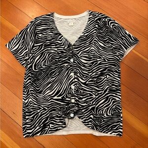 Vintage Christopher & Banks zebra shirtsleeve cardigan with pearl buttons M